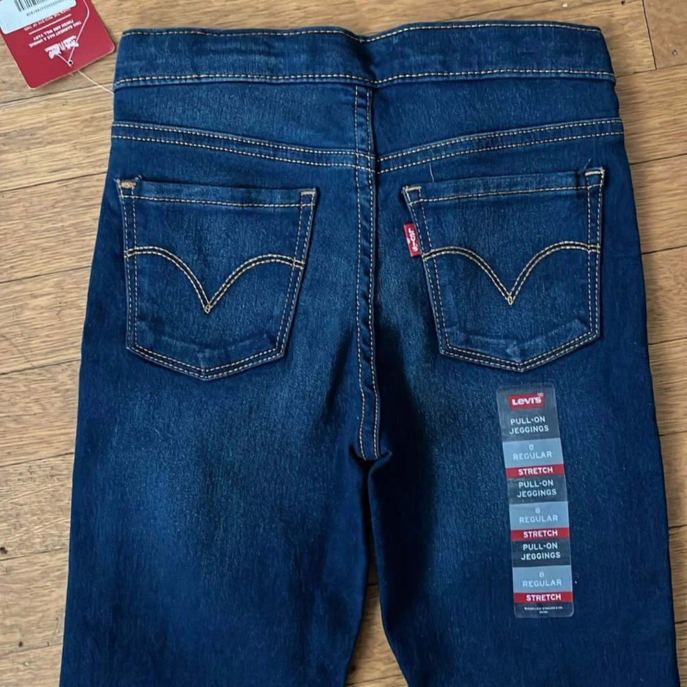 Levi’s stretch pull on jeggings, elastic waist, dark denim, girls 8 NWT - Picture 5 of 6